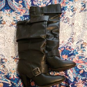 Knee High Black Leather Boots